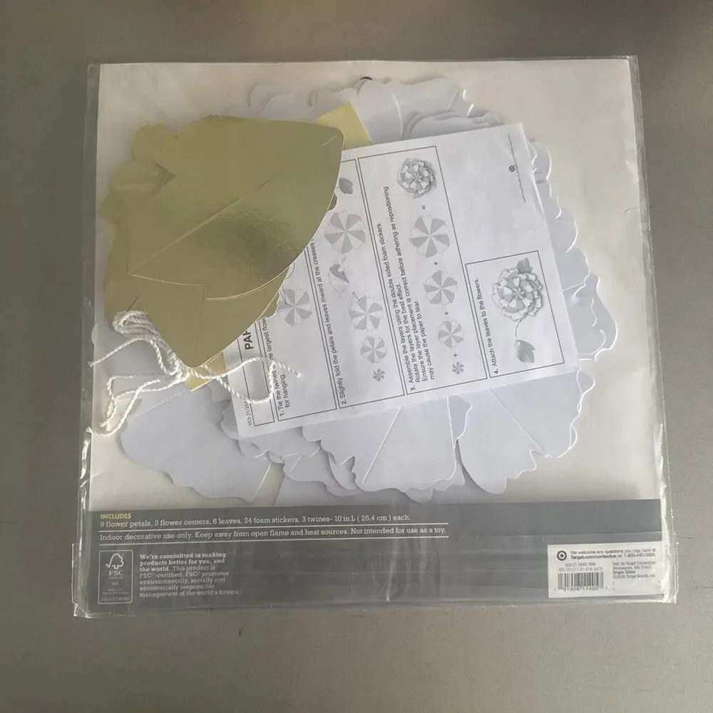 Target Spritz 3D Paper Flower Hanging Decorations In Package Size 11”x9.25”
